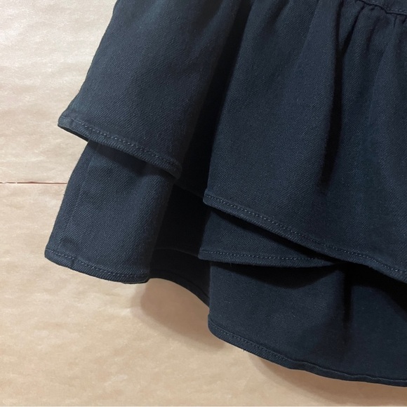 Mother The Pixie Minx Mini Skirt Pitch Black Ruffle Tiered Denim Button Size 27 - Picture 8 of 14